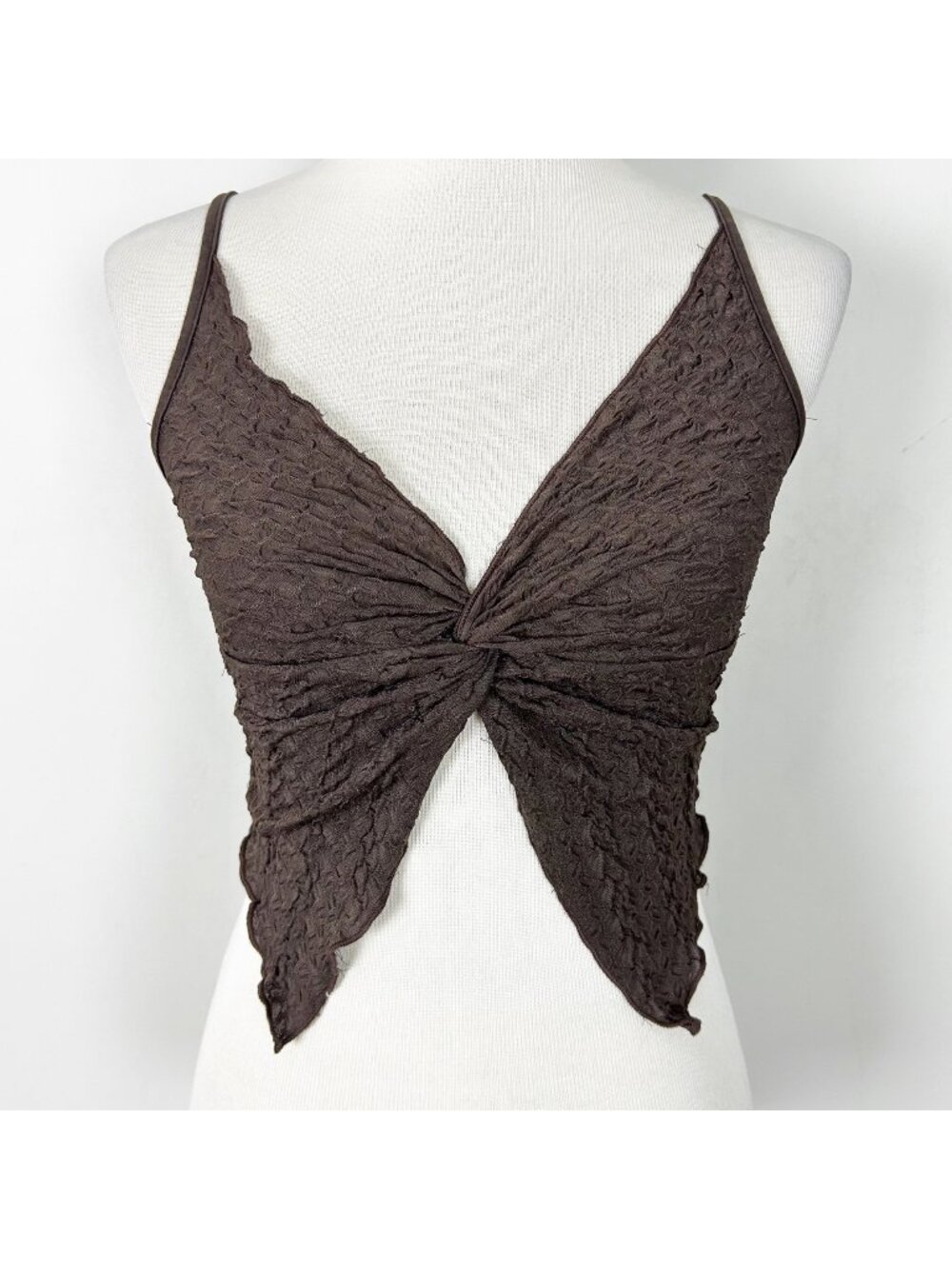 Women's Brown Textured Boho Crop Top Festival Forest Fairy Size Small